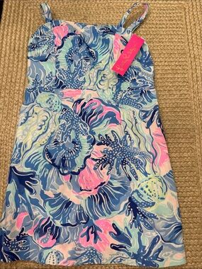 Lilly Pulitzer Saltwater Blue Floral Dress — Blue Pink Mint